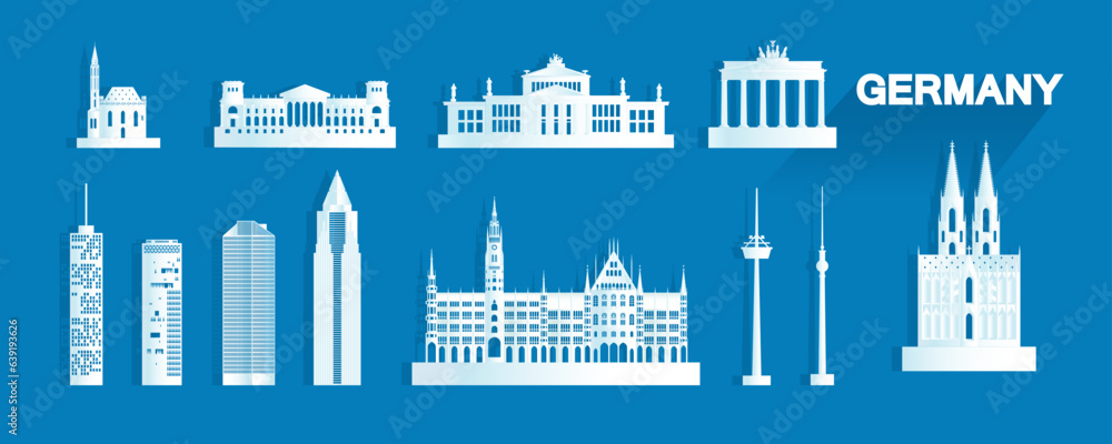 Germany isolated architecture icon set and symbol with tour europe.