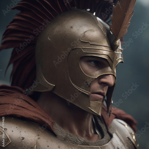 Defiant Spartan Soldier Close-Up