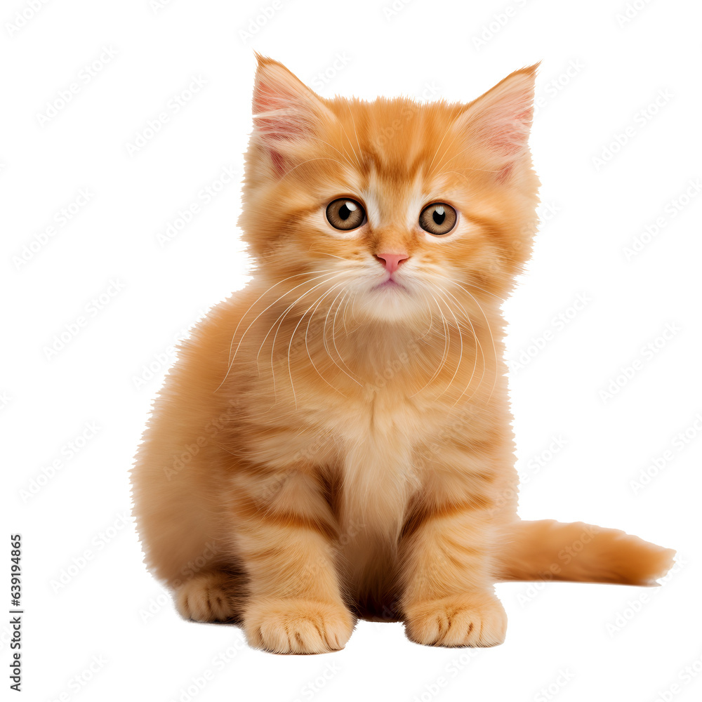 Fototapeta premium Orange cute cat Scottish isolated background 