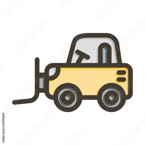 Plow Vector Thick Line Filled Colors Icon Design
