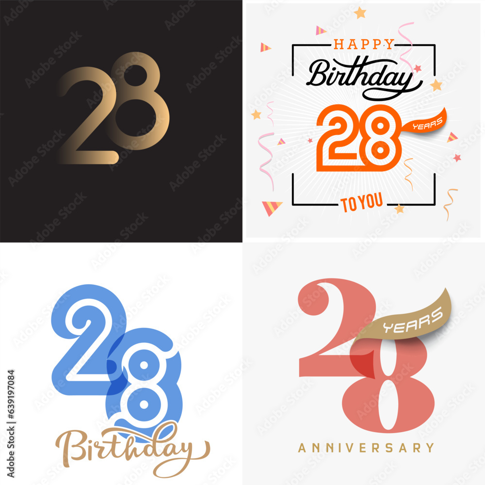 28 years anniversary vector number icon, birthday logo label, anniversary design 28 years anniversary vector number icon, birthday logo label, anniversary design