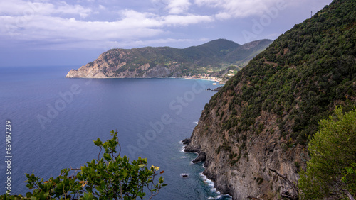 The rugged and beautiful Mediterranean coastline of Cinque Terre  Italy.