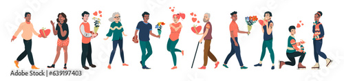 Collection of Vector Illustrations of Romantic couples