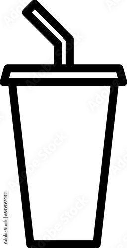 Cup with a straw line icon as a fast food symbol