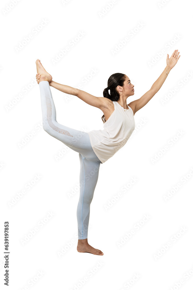 Obraz premium woman in yoga dancer natarajasana position