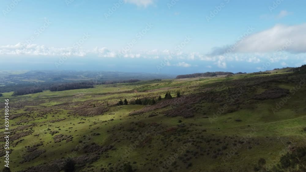 aerial view of Oahu island in Hawaii with clouds at distance aerial view of Oahu island in Hawaii with clouds at distance