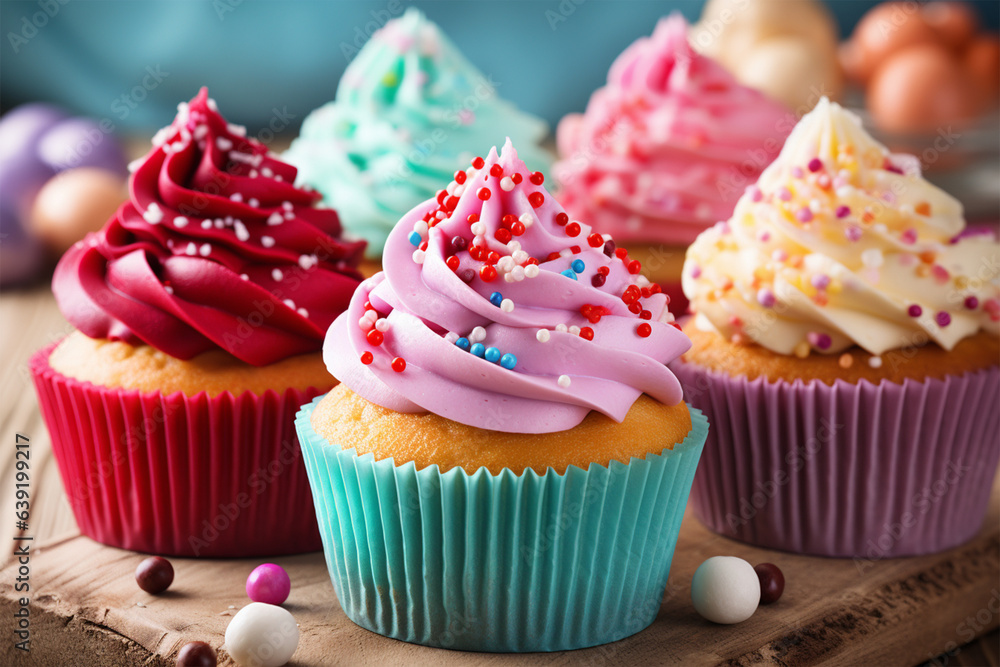 delicious colorful cupcakes