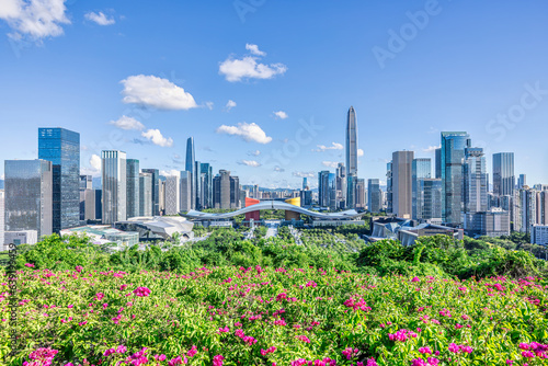 Urban downtown architecture and natural scenery in Shenzhen, China