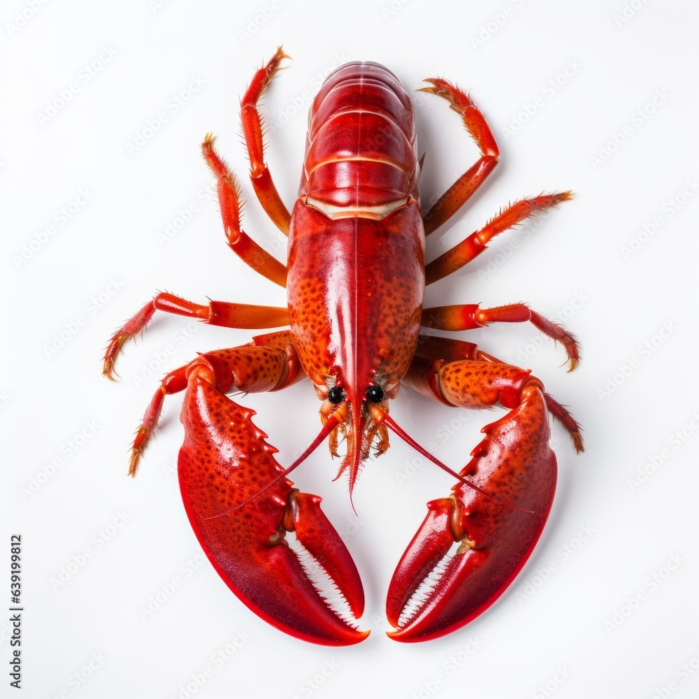 A vibrant red lobster on a clean white background A vibrant red lobster on a clean white background