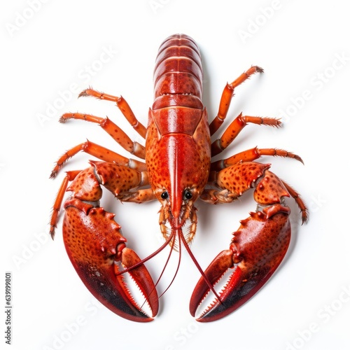 A deliciously cooked lobster on a pristine white background