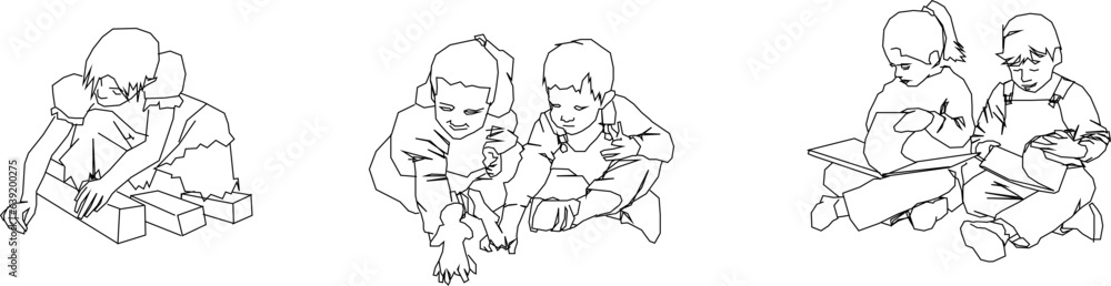 Vector sketch illustration of a cheerful expression of a little boy playing Vector sketch illustration of a cheerful expression of a little boy playing