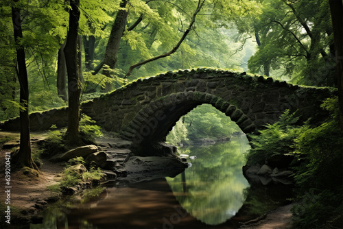 View of a bridge in the middle of the forest © Yoshimura