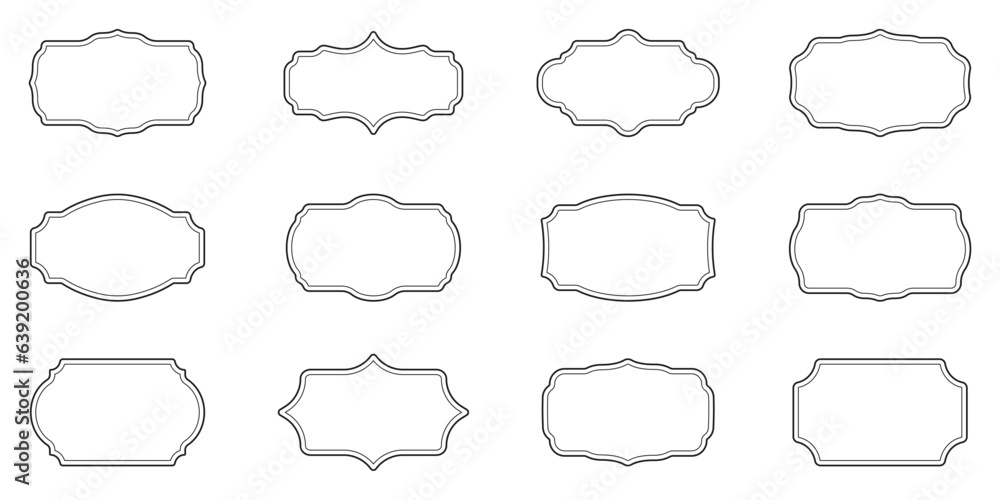 Retro Frame Line Black Icon Set. Elegant Label. Vintage Border Pictogram. Ornament Symbol Collection on White Background. Certificate Decoration In Classic Style. Isolated Vector Illustration Retro Frame Line Black Icon Set. Elegant Label. Vintage Border Pictogram. Ornament Symbol Collection on White Background. Certificate Decoration In Classic Style. Isolated Vector Illustration