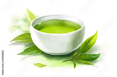 水彩の日本茶、緑茶 photo