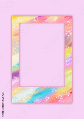 Abstract hand painted selfie frame with stars design
