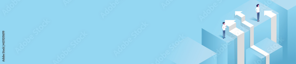 abstract blue background,vector illustration of isometric people. business growth abstract blue background,vector illustration of isometric people. business growth