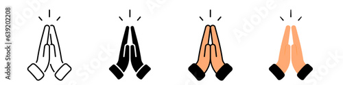 Praying hands icon on transparent background illustration