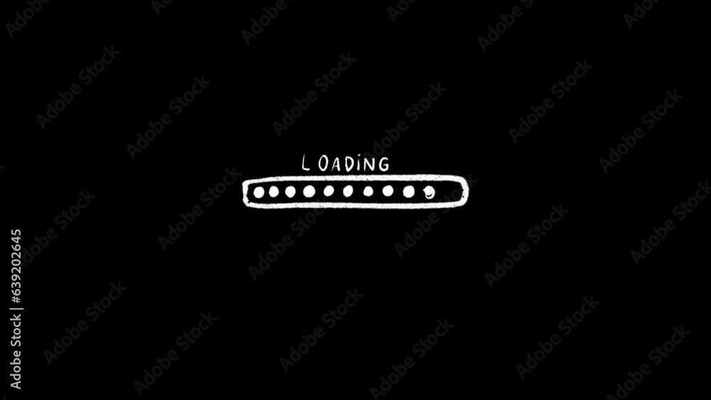 Animated loading Hand Drawn doodle Element. White design elements isolated on black background
