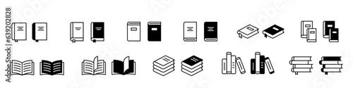 Book icon pictogram set illustration, diferent views books photo