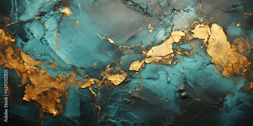 Wunderschöne Blattgold mit türkis Marmor Kunst als Hintergrund für Webdesign und als Druckvorlage, ai generativ © www.freund-foto.de