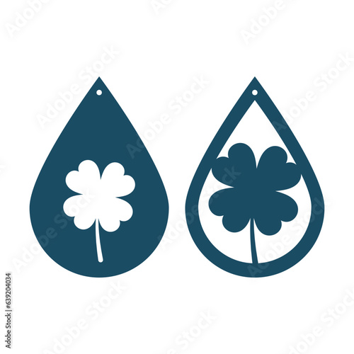 Clover, shamrock earrings svg cut file. Isolated vector illustration.