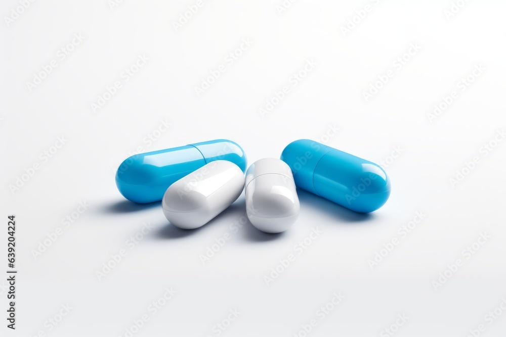 Blue and white pills. Beautiful illustration picture. Generative AI Blue and white pills. Beautiful illustration picture. Generative AI