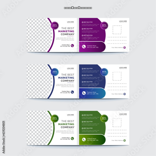 Modern and minimalistic postcards design template. Fully editable vector file .