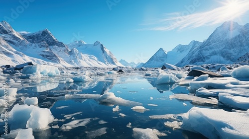 Glacier lake scenery, frozen iceberg photo, free public domain CC0 image