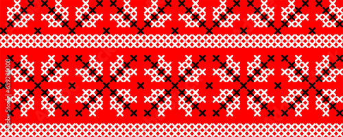 Vector illustration of Ukrainian ornament in ethnic style, identity, vyshyvanka, embroidery for print clothes, websites, banners. Background. Geometric design