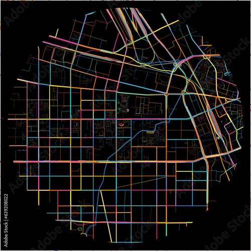 Colorful Map of Zhengzhou, Henan with all major and minor roads.