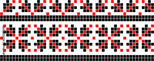 Vector illustration of Ukrainian ornament in ethnic style, identity, vyshyvanka, embroidery for print clothes, websites, banners. Background. Geometric design