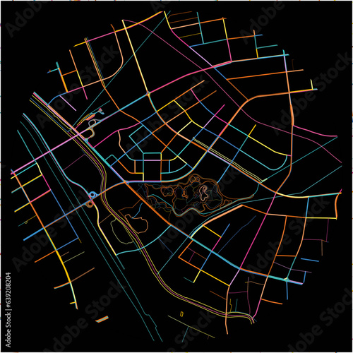 Colorful Map of Huaian, Jiangsu with all major and minor roads.