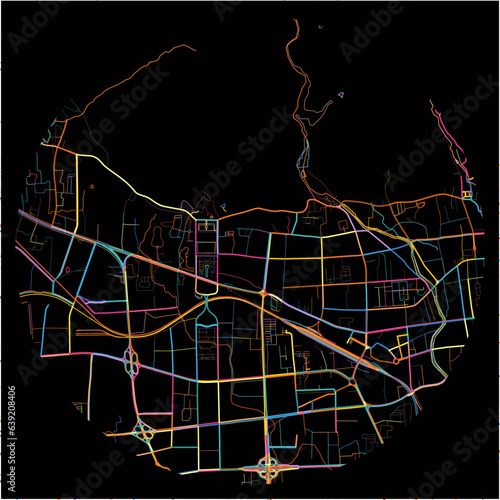 Colorful Map of Taian, Shandong with all major and minor roads.