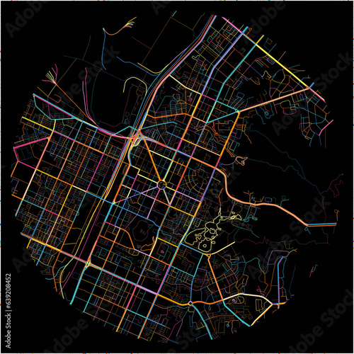 Colorful Map of Anshan, Liaoning with all major and minor roads. photo