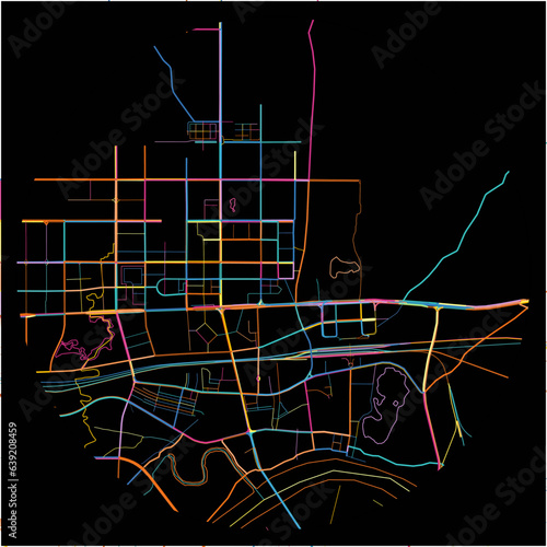 Colorful Map of Guigang, Guangxi with all major and minor roads.