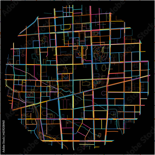 Colorful Map of Weifang, Shandong with all major and minor roads.