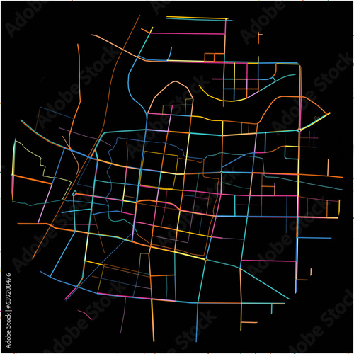 Colorful Map of Dengzhou, Henan with all major and minor roads.