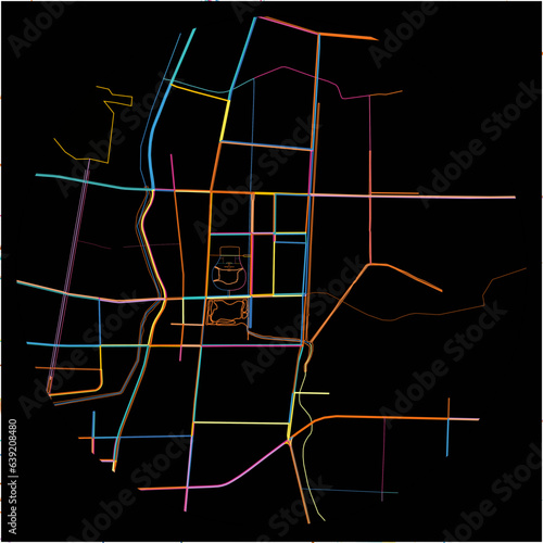 Colorful Map of Pizhou, Jiangsu with all major and minor roads.