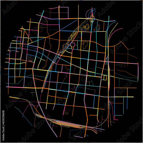 Colorful Map of Heze, Shandong with all major and minor roads.