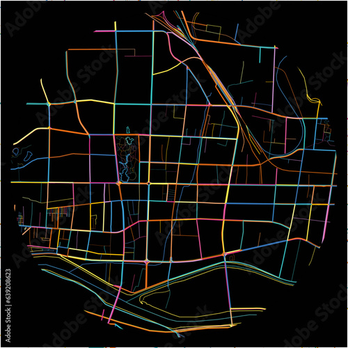 Colorful Map of Laiwu, Shandong with all major and minor roads.