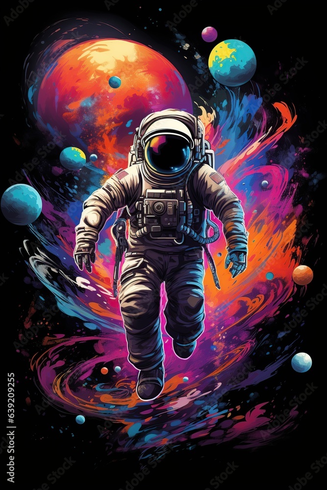 Astronaut floating Vector cartoon illustration , t-shirt design,Ai Generative Astronaut floating Vector cartoon illustration , t-shirt design,Ai Generative