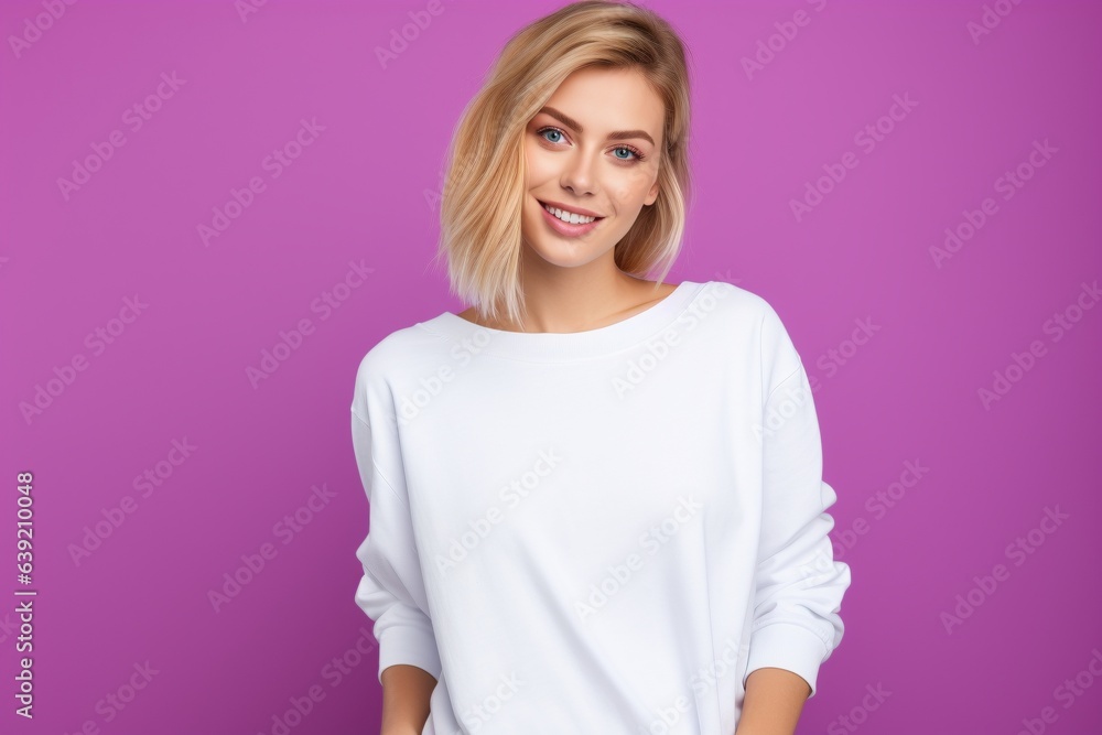 female wearingwhite sweater foir mock up female wearingwhite sweater foir mock up