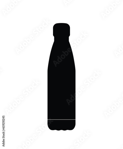 Stainless steel water bottle silhouette, simple stainless water sport bottle icon