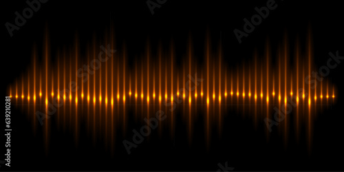 Sound wave pulse with frequency lines and glow light effect vector illustration. Abstract spectrum waveform pattern, equalizer graph of audio energy, digital signal of recording, voice, music or song