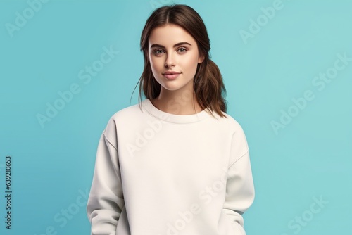 female wearingwhite sweater foir mock up © Martin