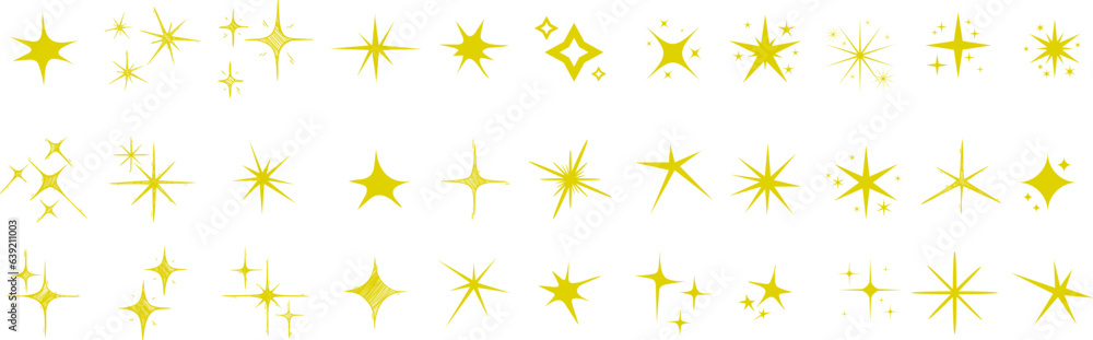 Vector set of different sparkles icons. Sparkle star icons. Shine icons