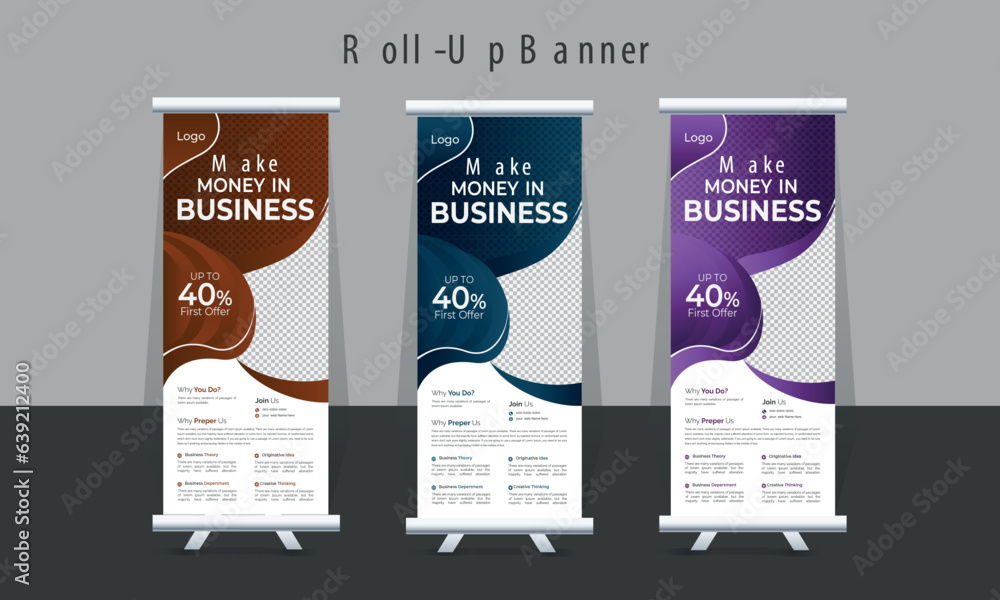 Roll-up business banner design vertical template vector, cover. Abstract Colorful Speech Bubbles vector, flyer, presentation, Business Roll-Up Set. Standee Design. Banner Template.