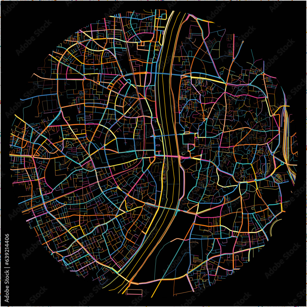 Colorful Map of Ahmedabad, Gujarat with all major and minor roads