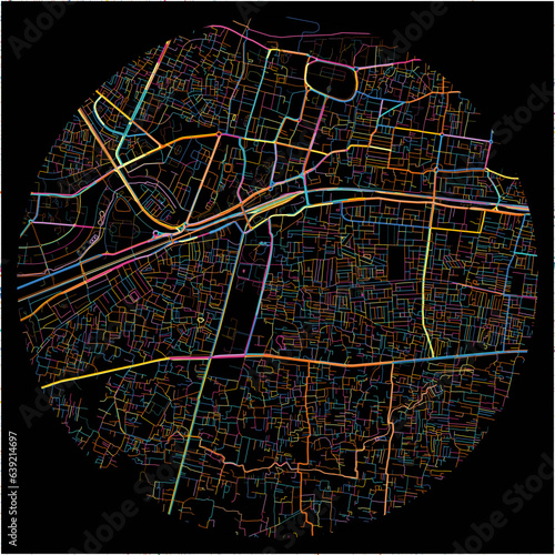 Colorful Map of Patna, Bihar with all major and minor roads.