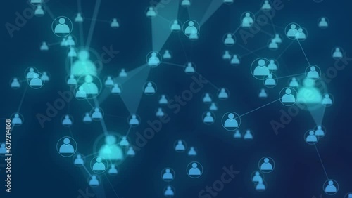 Social connection animation of connecting lines with user account icon.